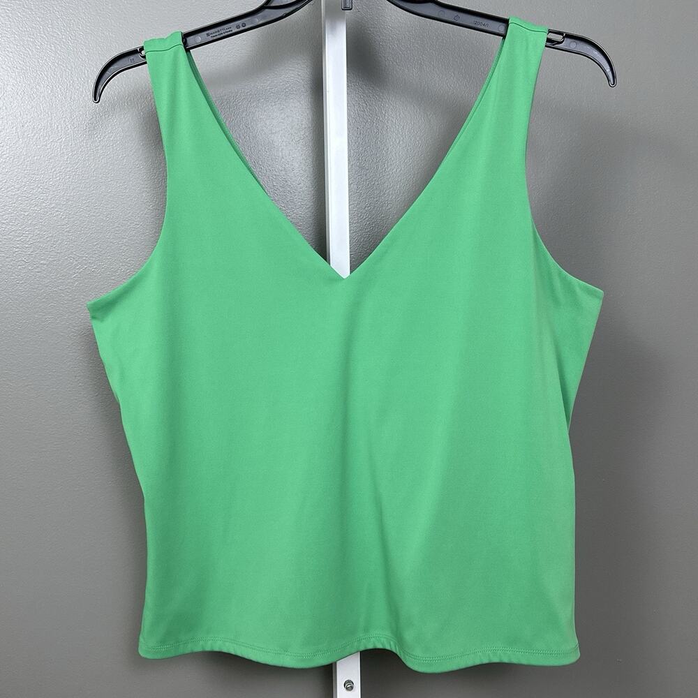 Express Body Contour Tank Top XL Green Double V Neck High Compression Stretch